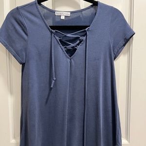 Moa Moa Blue Top with tie up front (Small)